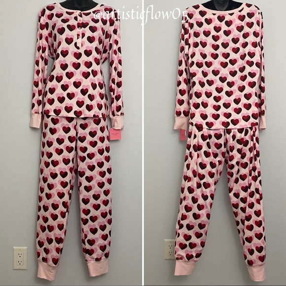 NEW! Kate Spade Double Heart Jogger PJ Set - Picture 9 of 10